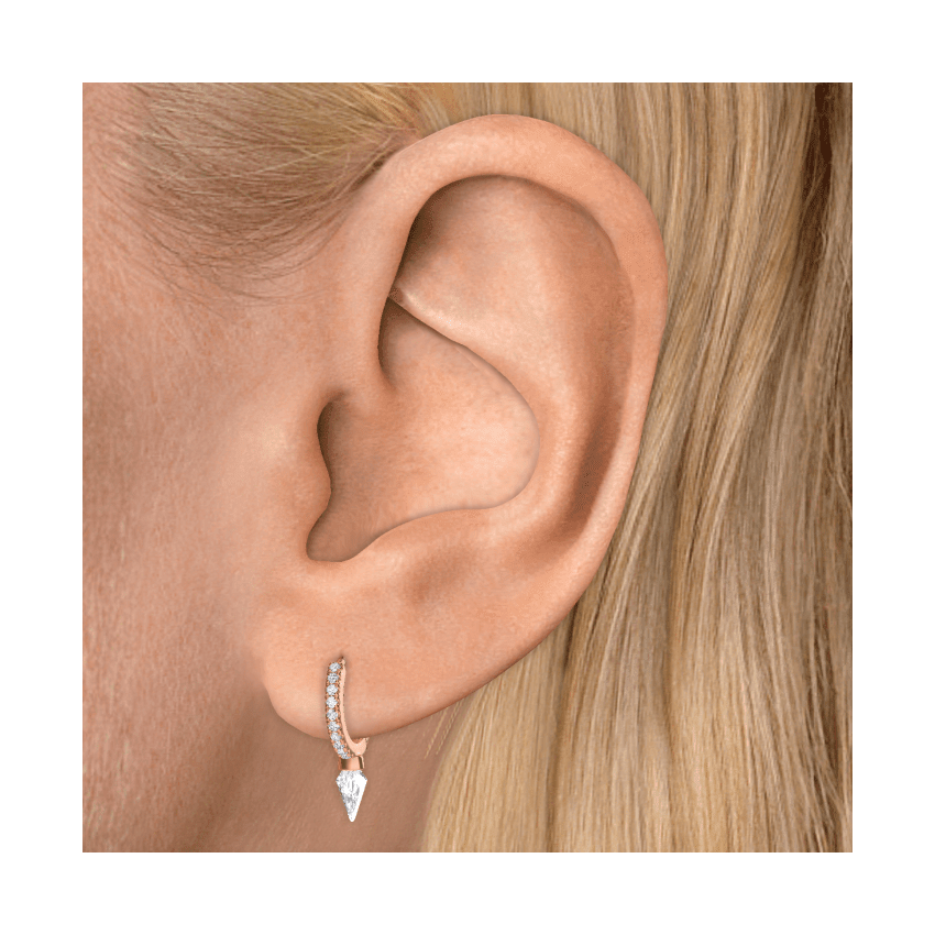 Silhouette Diamond Short Spike Eternity Hoop Earring Rose Gold 8mm