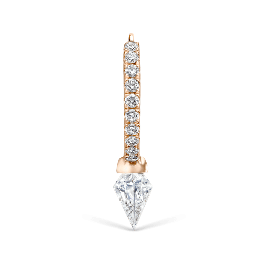 Silhouette Diamond Short Spike Eternity Hoop Earring Rose Gold 8mm