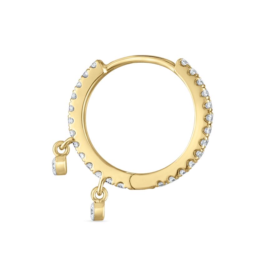 Diamond Eternity Double Dangle Hoop Earring Yellow Gold 9.5mm