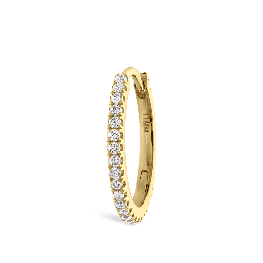 Diamond Eternity Hoop Earring Yellow Gold 11mm