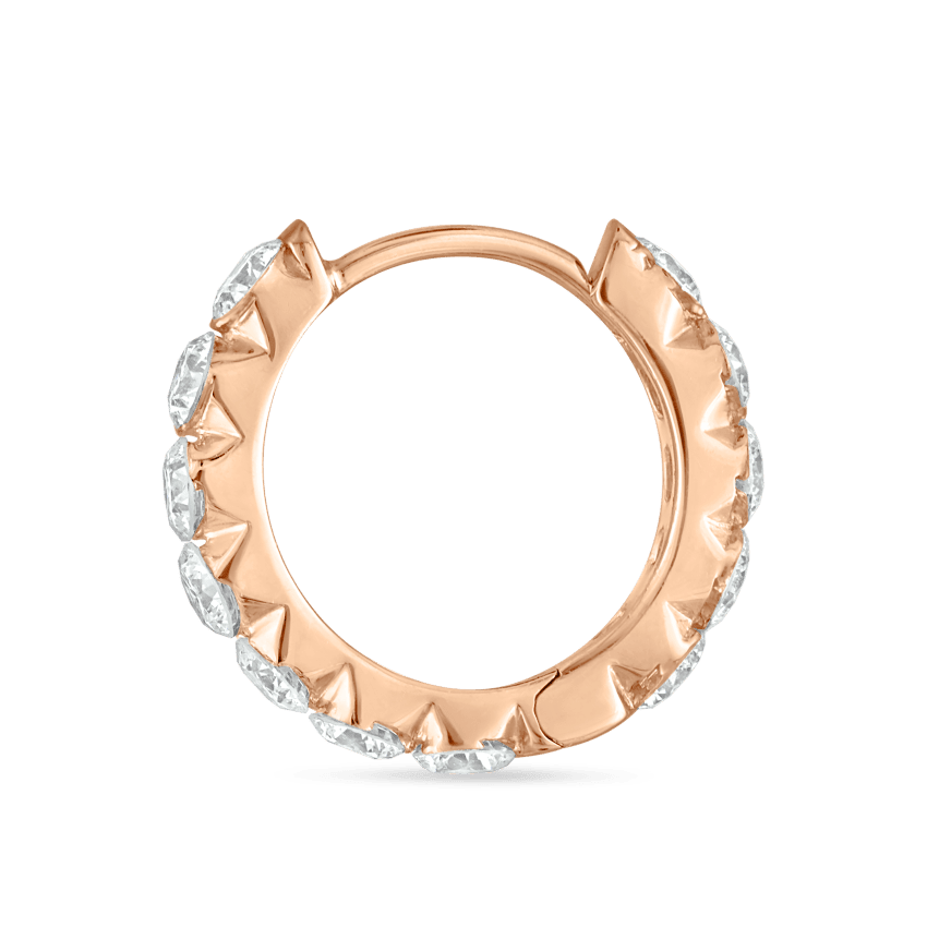 Invisible Set Large Diamond Eternity Hoop Earring Rose Gold 9.5mm