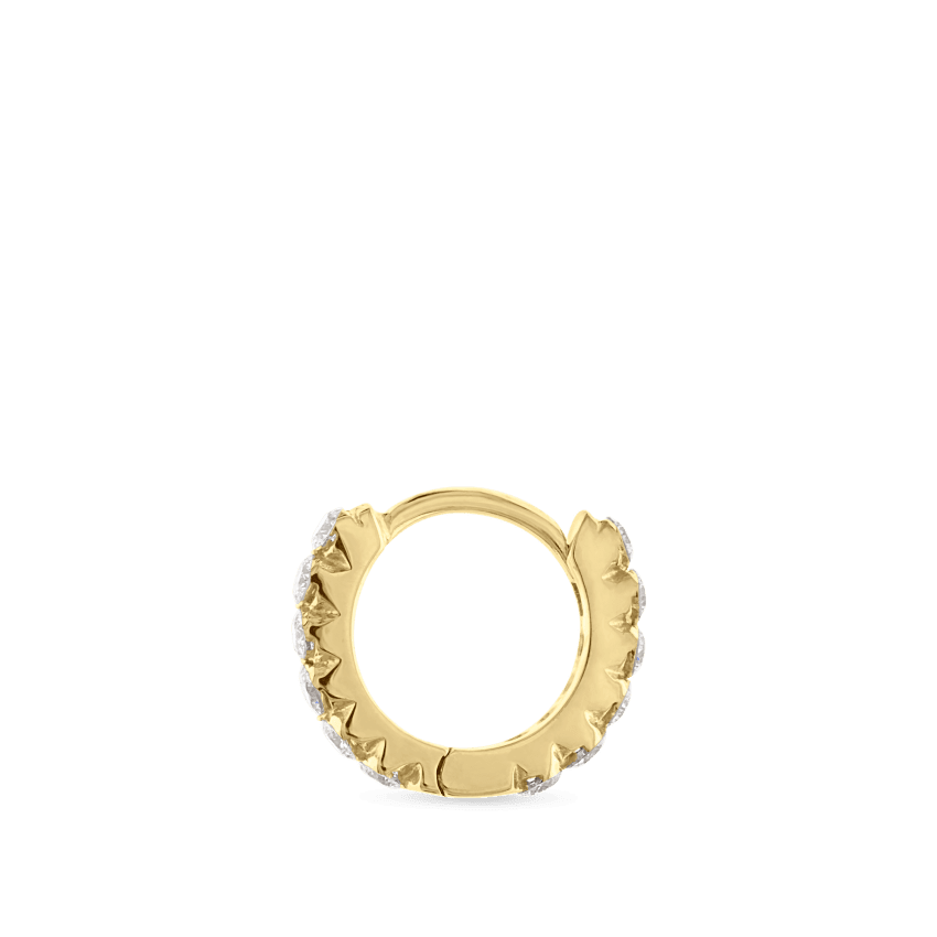 Invisible Set Diamond Eternity Hoop Earring Yellow Gold 6.5mm