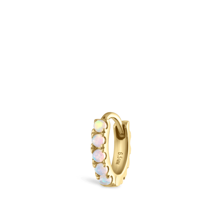 Opal Eternity Hoop Earring Yellow Gold 6.5mm