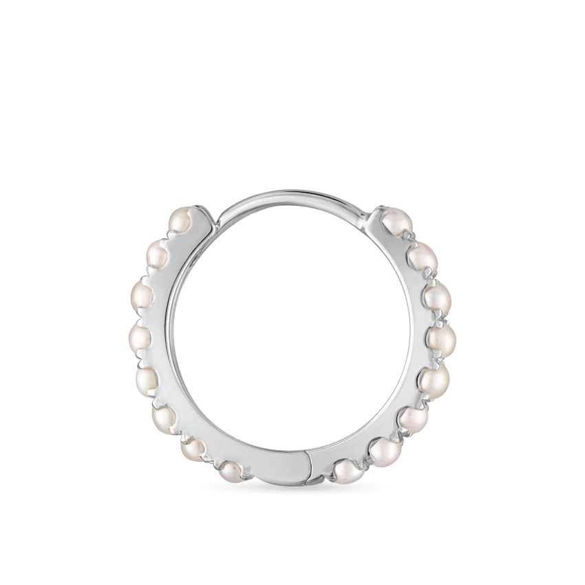 Pearl Eternity Hoop Earring White Gold 9.5mm