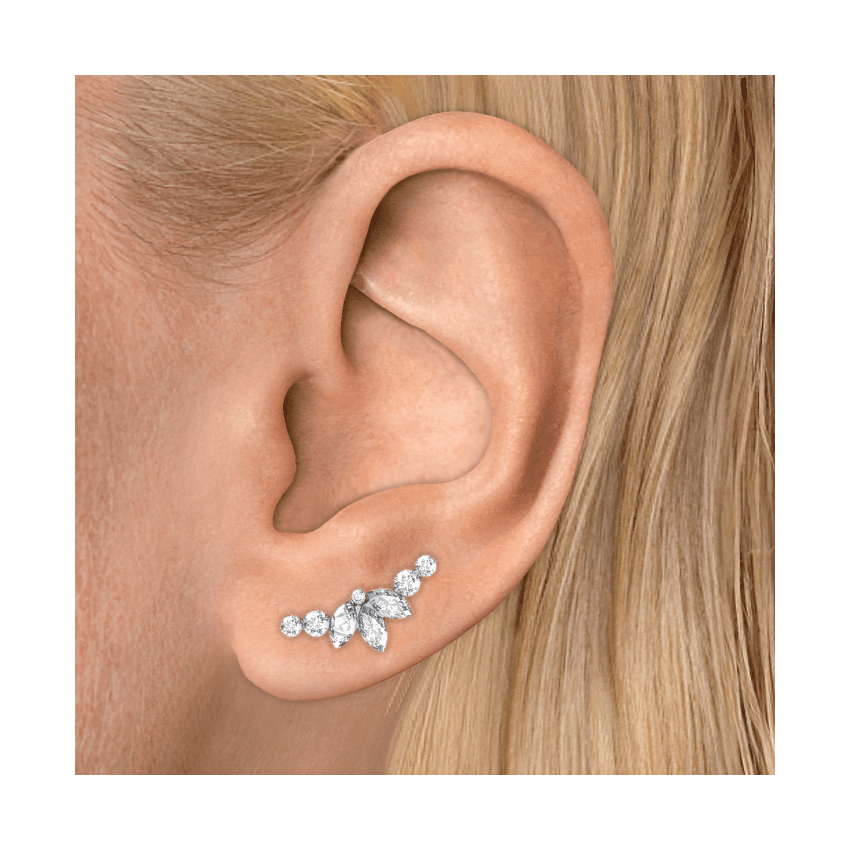 Invisible Set Diamond Lotus Garland Threaded Stud Earring Rose Gold