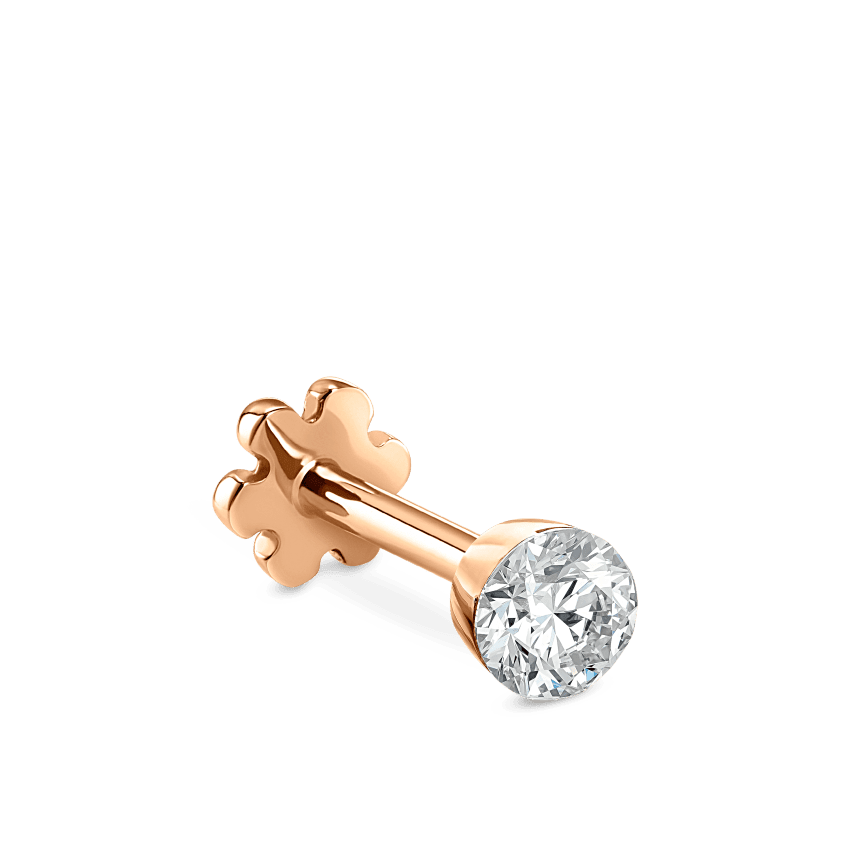 Invisible Set Diamond Threaded Stud Earring Rose Gold 2.5mm
