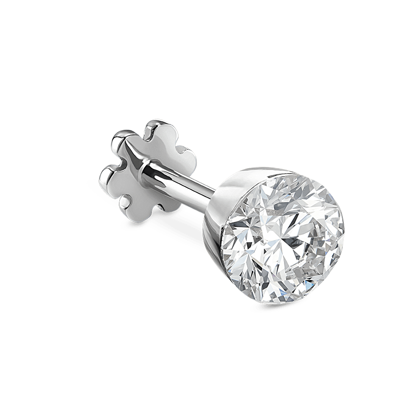 Invisible Set Diamond Threaded Stud Earring White Gold 4.7mm