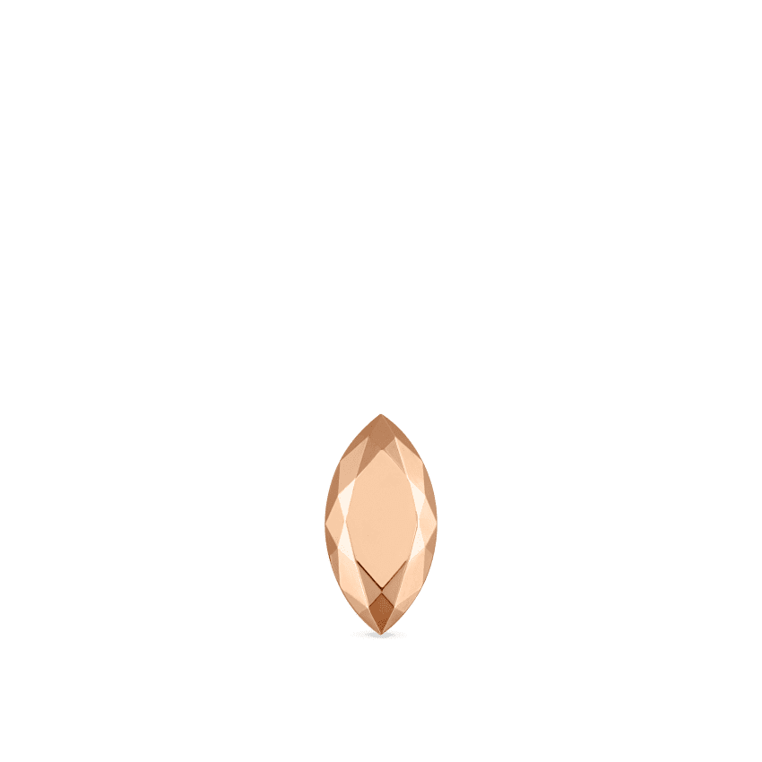 Faceted Gold Marquise Threaded Stud Earring Rose Gold 6.5mm