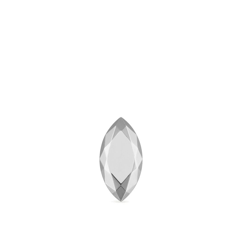 Faceted Gold Marquise Threaded Stud Earring White Gold 7.5mm
