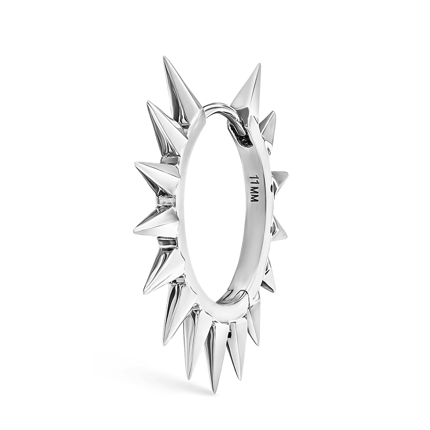 Metal Mohawk Hoop Earring White Gold 11mm
