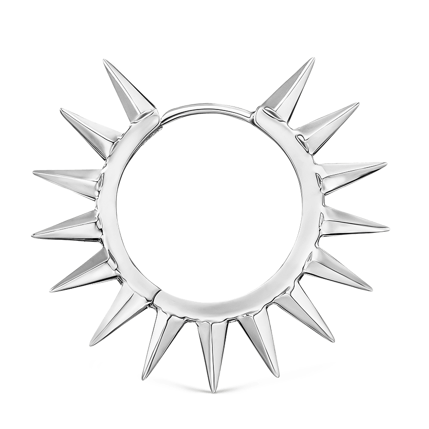 Metal Mohawk Hoop Earring White Gold 11mm