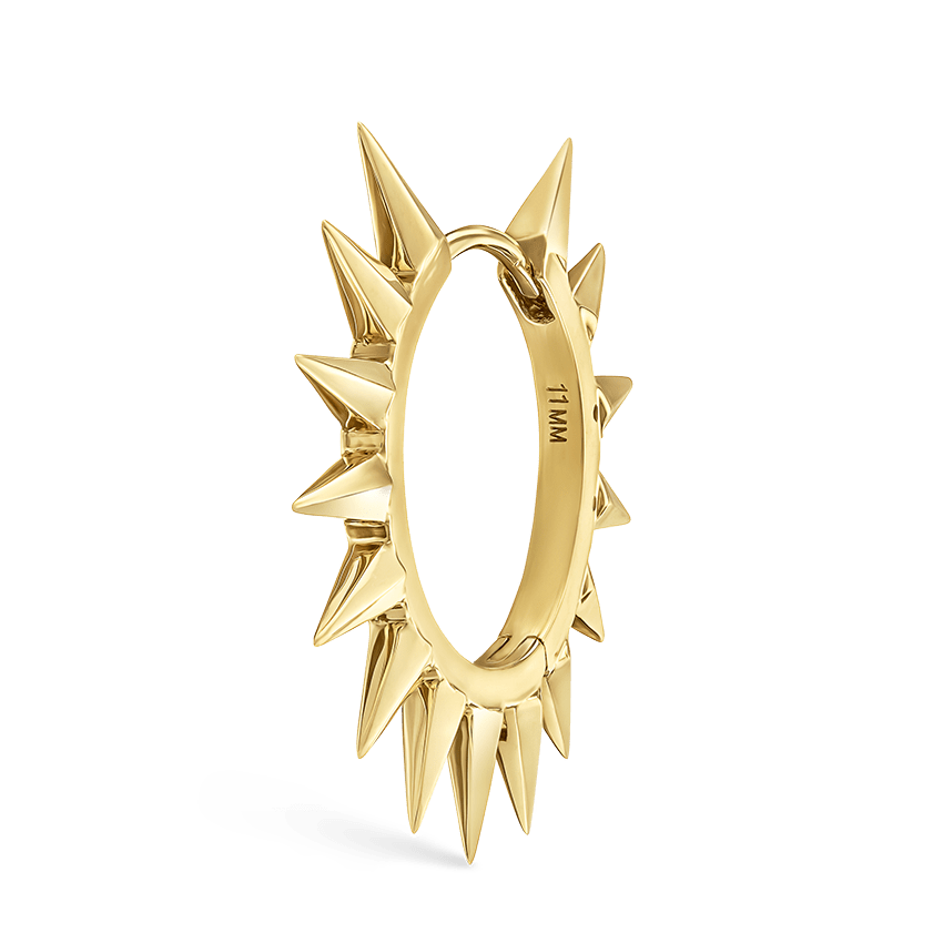 Metal Mohawk Hoop Earring Yellow Gold 11mm