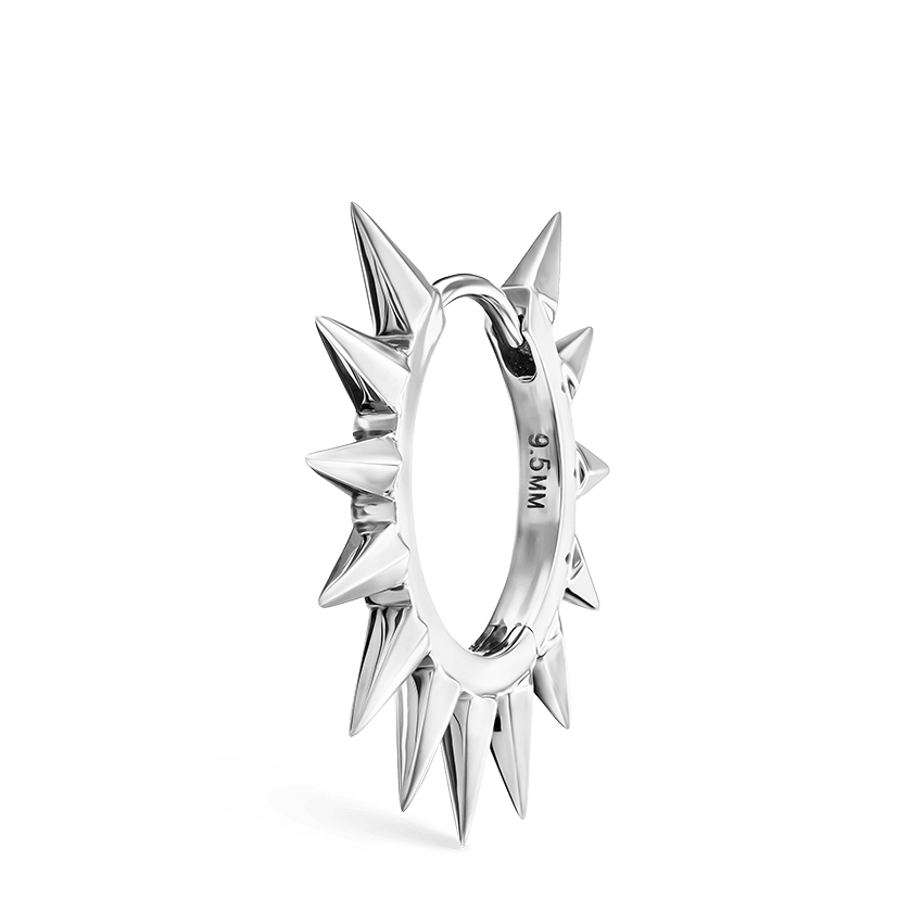 Metal Mohawk Hoop Earring White Gold 9.5mm