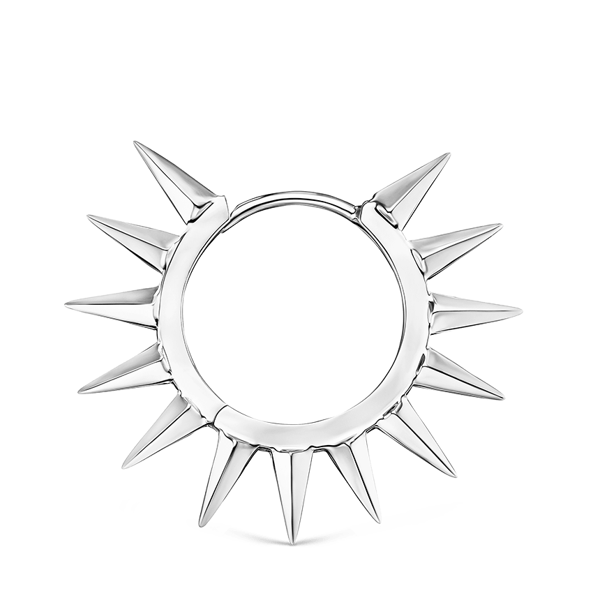 Metal Mohawk Hoop Earring White Gold 9.5mm