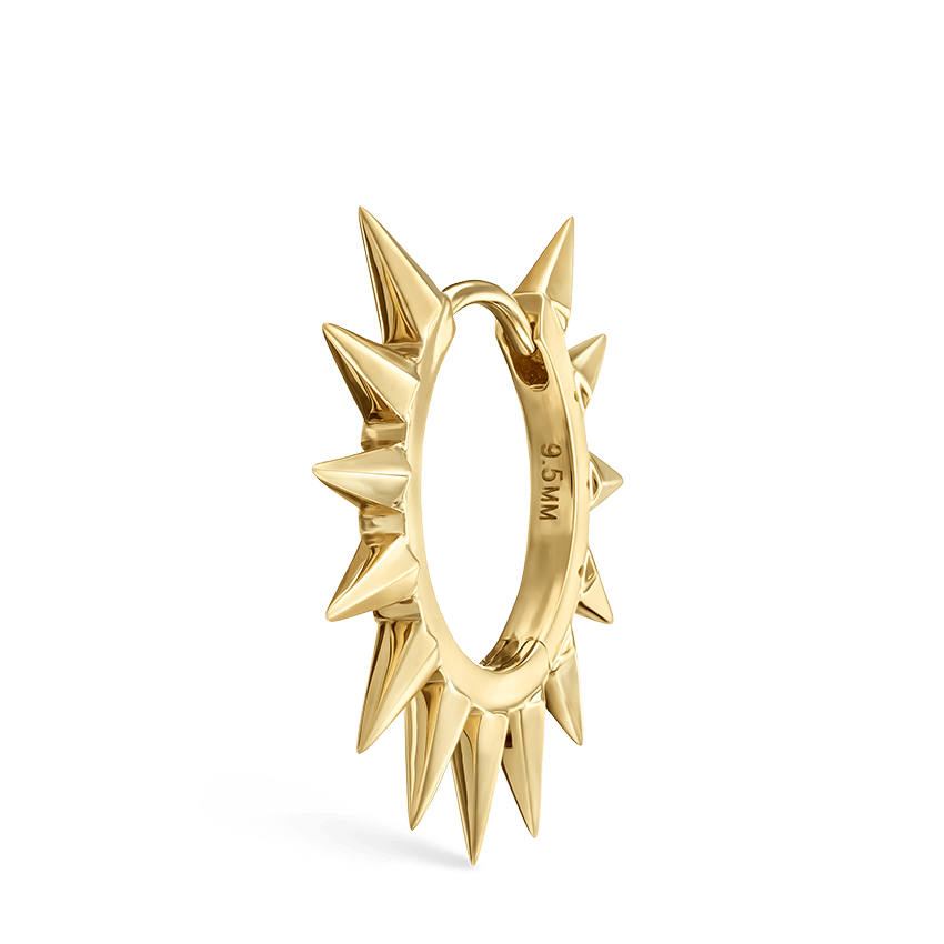 Metal Mohawk Hoop Earring Yellow Gold 9.5mm