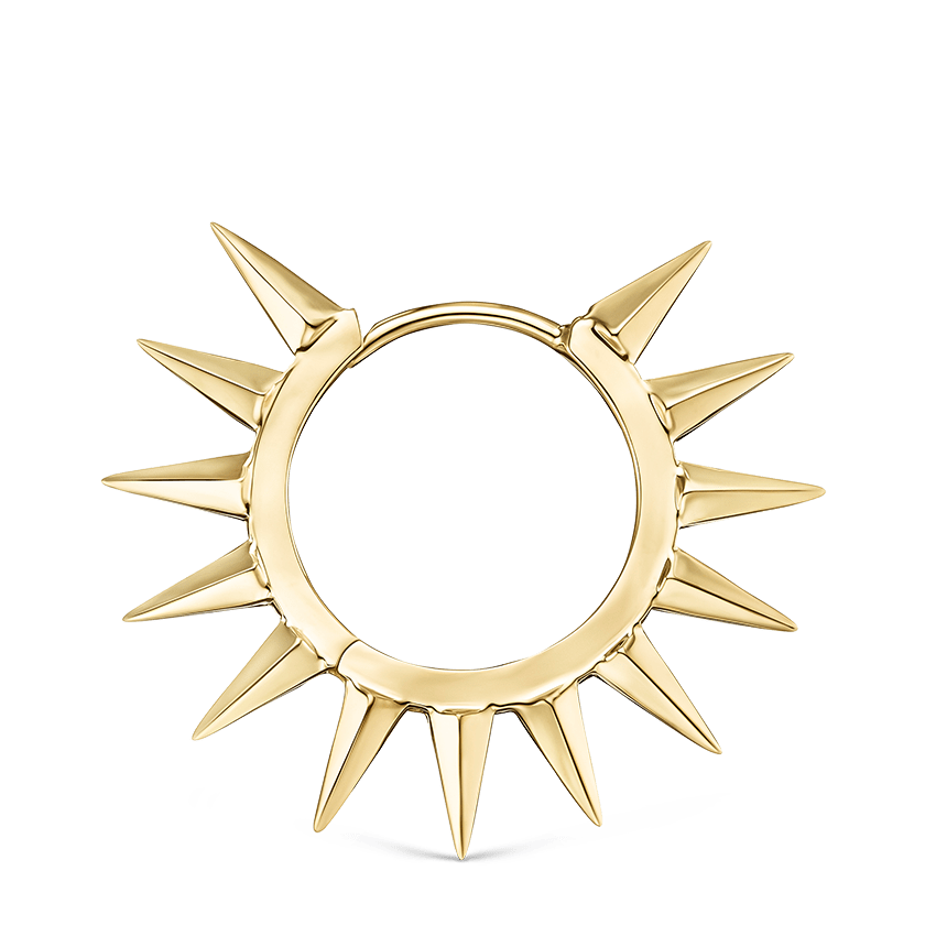 Metal Mohawk Hoop Earring Yellow Gold 9.5mm