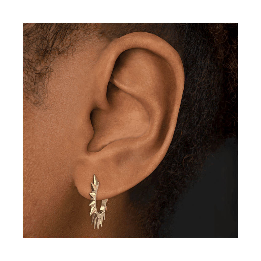 Metal Mohawk Hoop Earring Yellow Gold 11mm