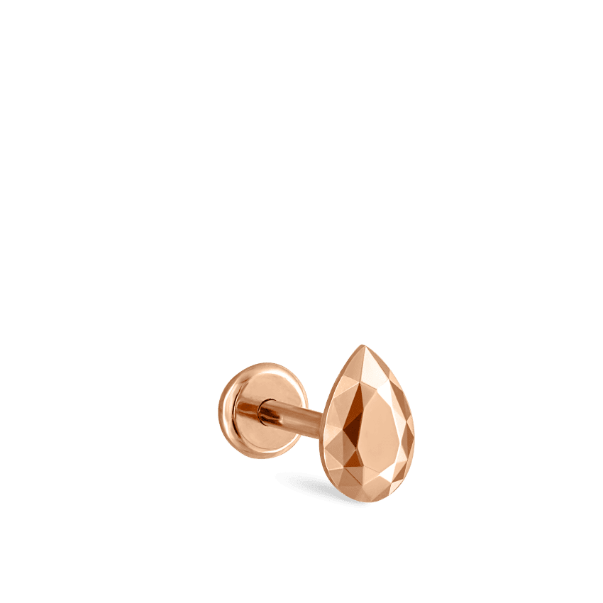 Faceted Gold Pear Threaded Stud Earring Rose Gold 5.5mm