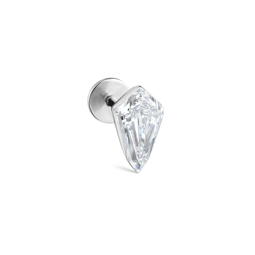 Invisible Set Kite Diamond Threaded Stud Earring White Gold 0.91ct