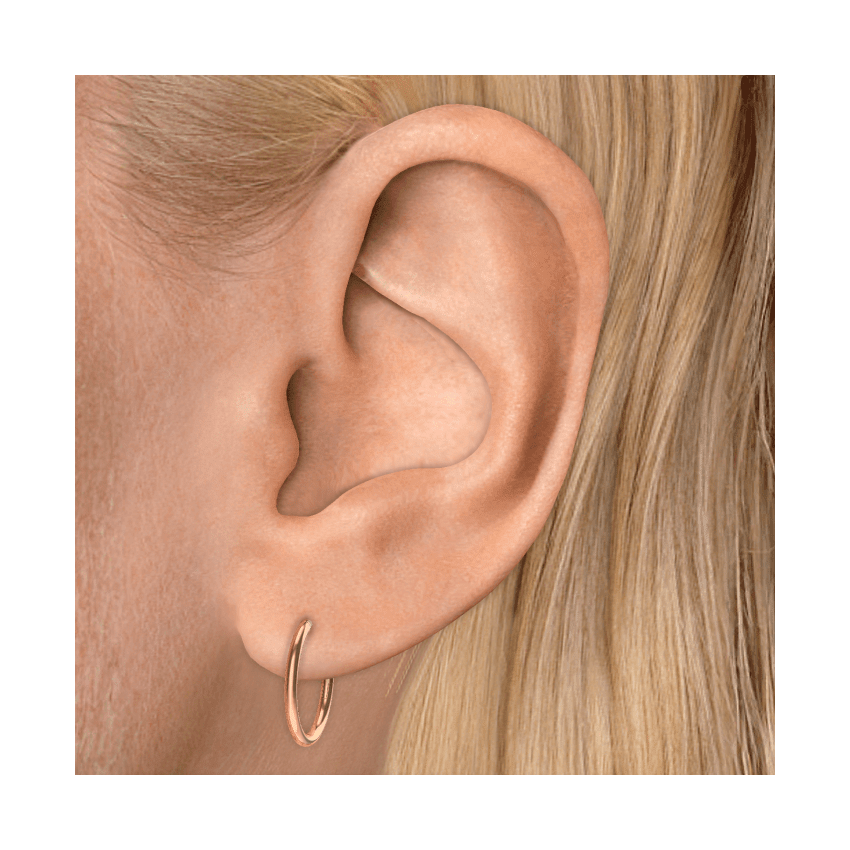 Plain Gold Hoop Earring EC Rose Gold 11mm 16 Gauge = 1.3mm
