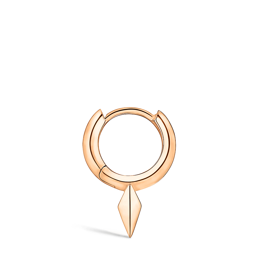 Faceted Single Short Spike Hoop Earring Rose Gold 6.5mm