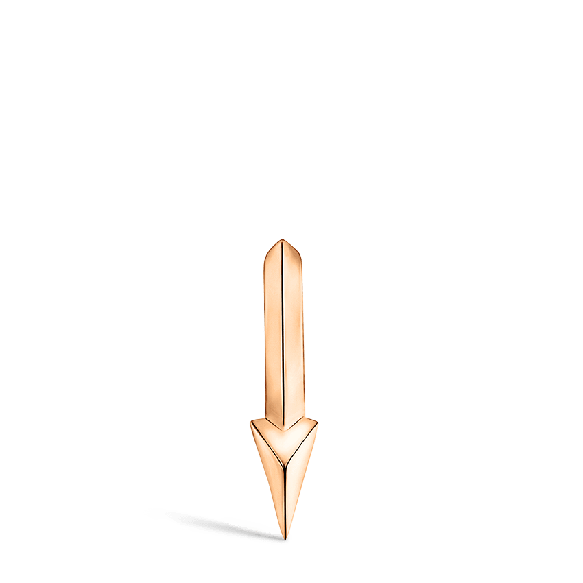 Faceted Single Short Spike Hoop Earring Rose Gold 6.5mm