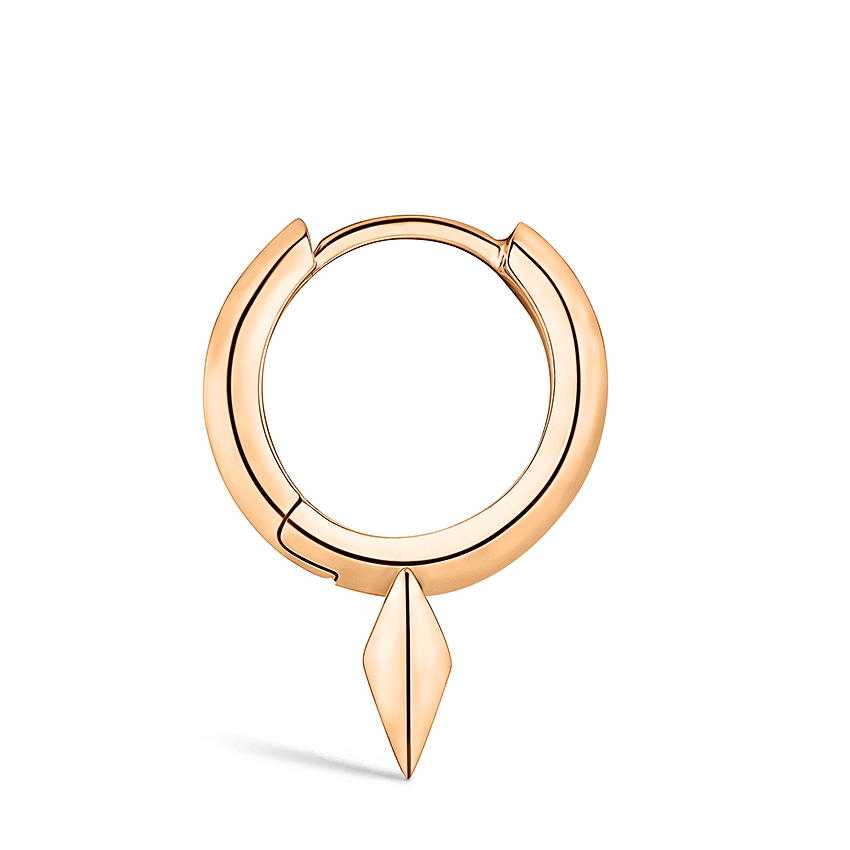 Faceted Single Short Spike Hoop Earring Rose Gold 8mm