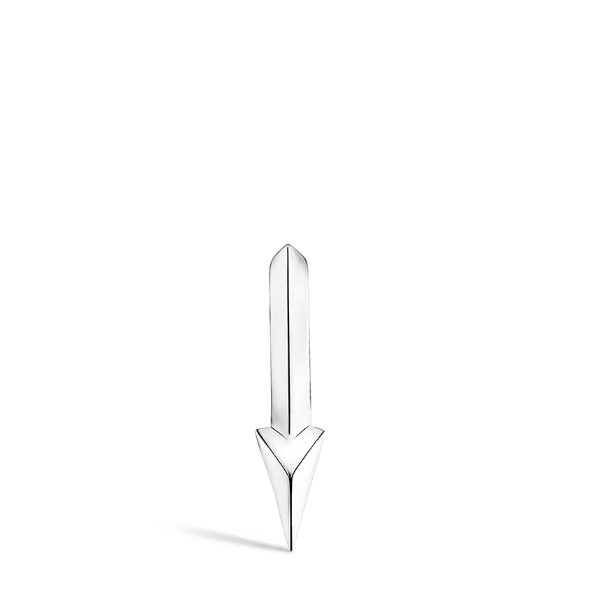 Faceted Single Short Spike Hoop Earring White Gold 6.5mm