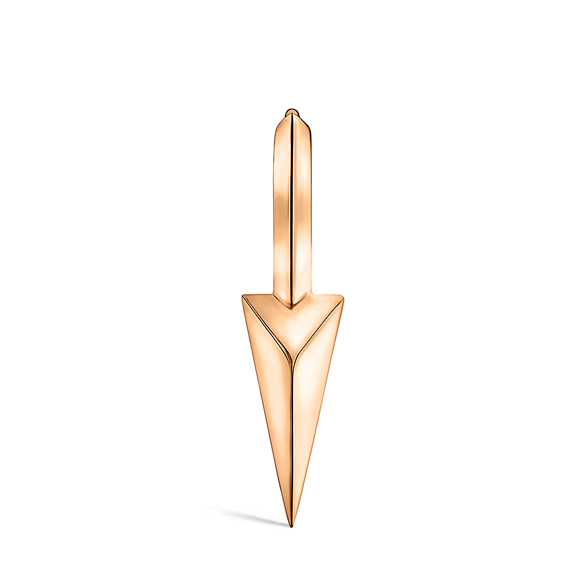 Faceted Single Long Spike Hoop Earring Rose Gold 6.5mm