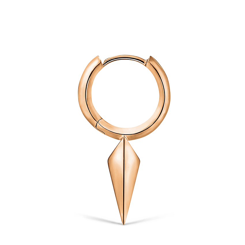 Faceted Single Long Spike Hoop Earring Rose Gold 8mm