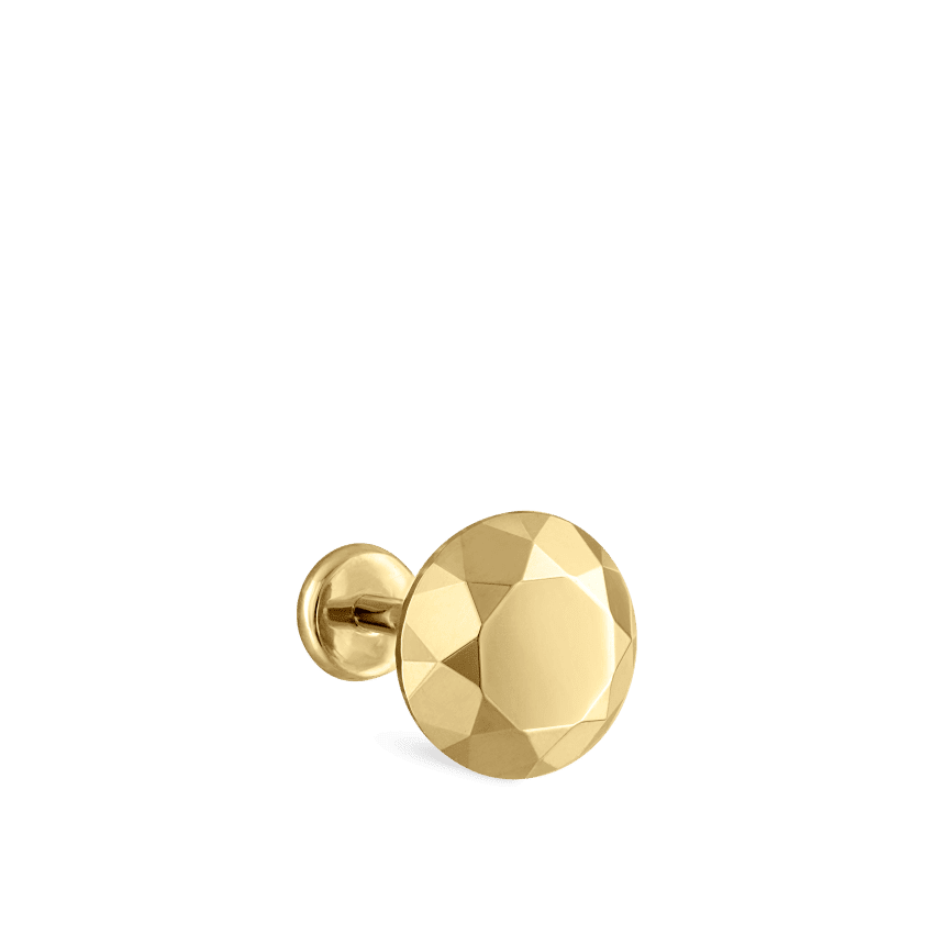 Faceted Gold Round Threaded Stud Earring Yellow Gold 6.5mm