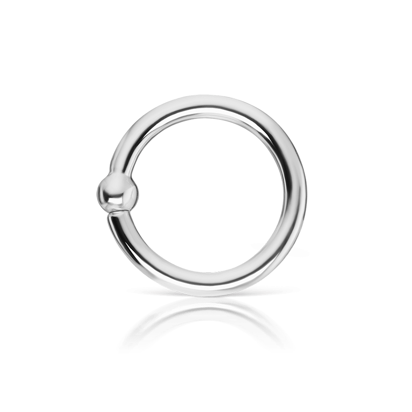 Fixed Gold Ball Ring White Gold 6.5mm 16 Gauge = 1.3mm