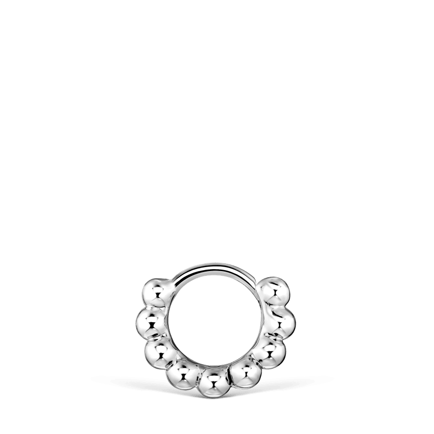 Granulated Hoop Earring White Gold 5mm