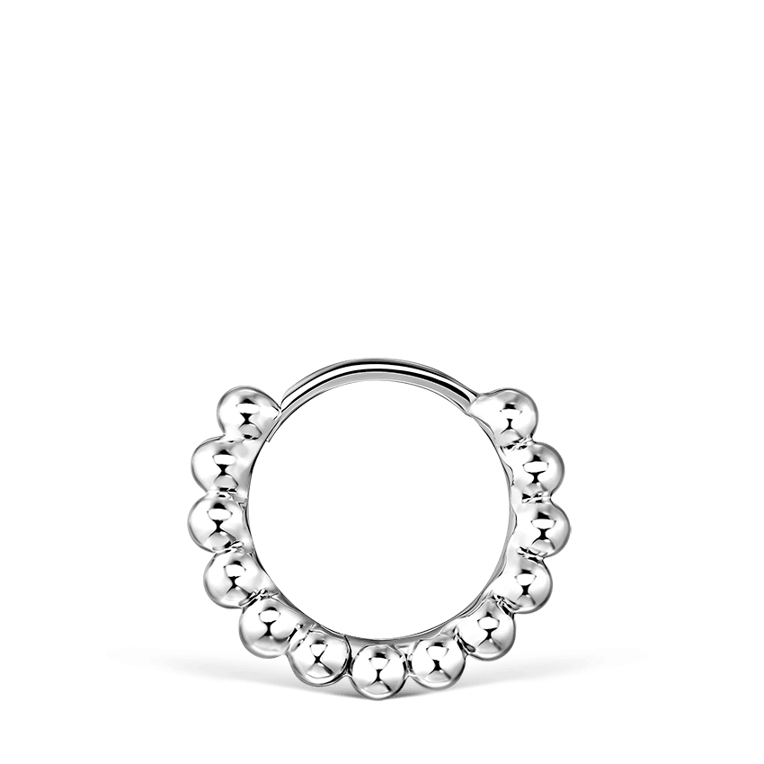 Granulated Hoop Earring White Gold 8mm