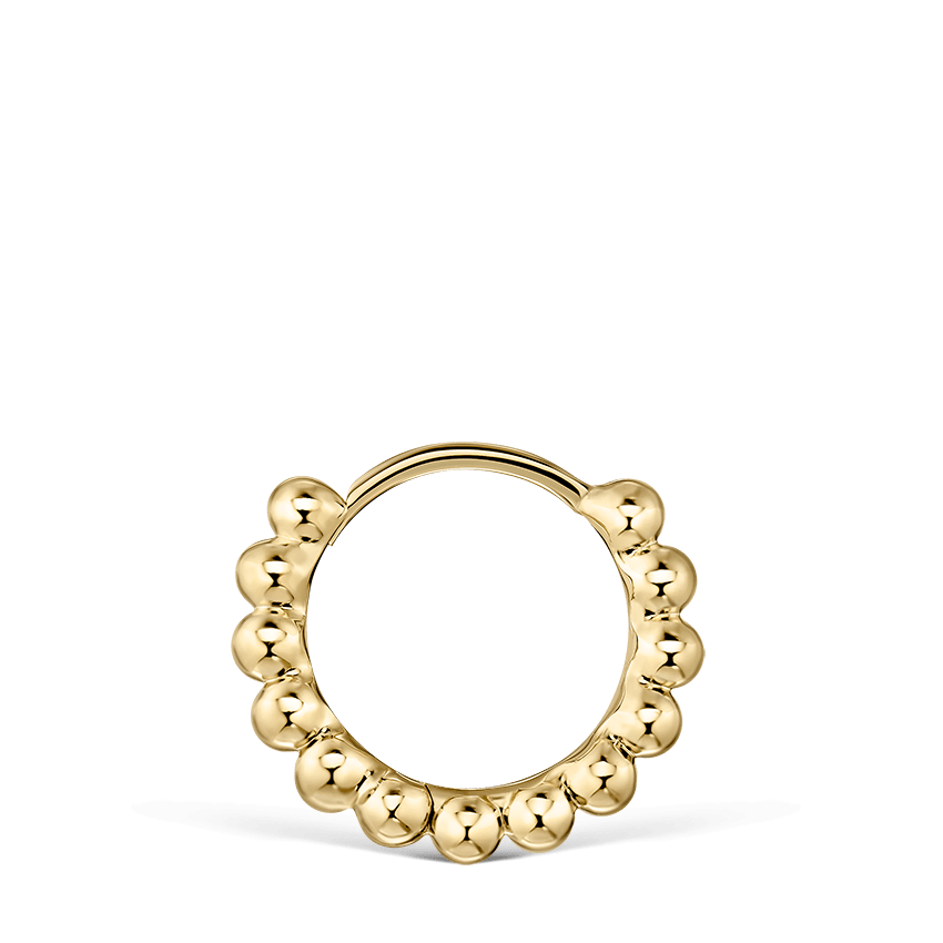 Granulated Hoop Earring Yellow Gold 8mm