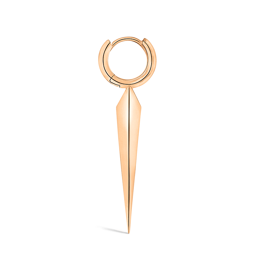 Faceted Grand Spike Hoop Earring Rose Gold 6.5mm