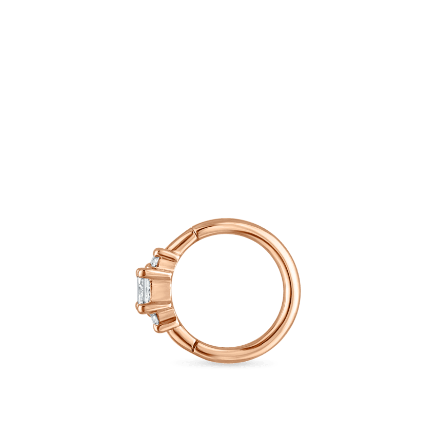 2mm Diamond Princess Hoop Earring Rose Gold 6.5mm