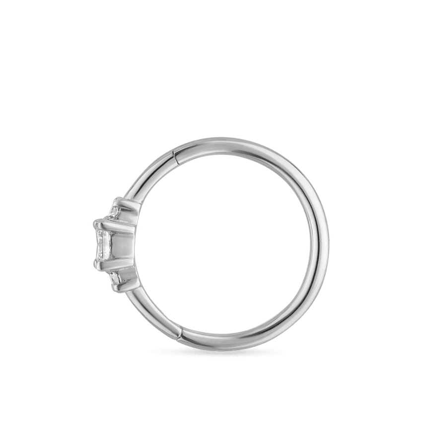 2mm Diamond Princess Hoop Earring White Gold 9.5mm