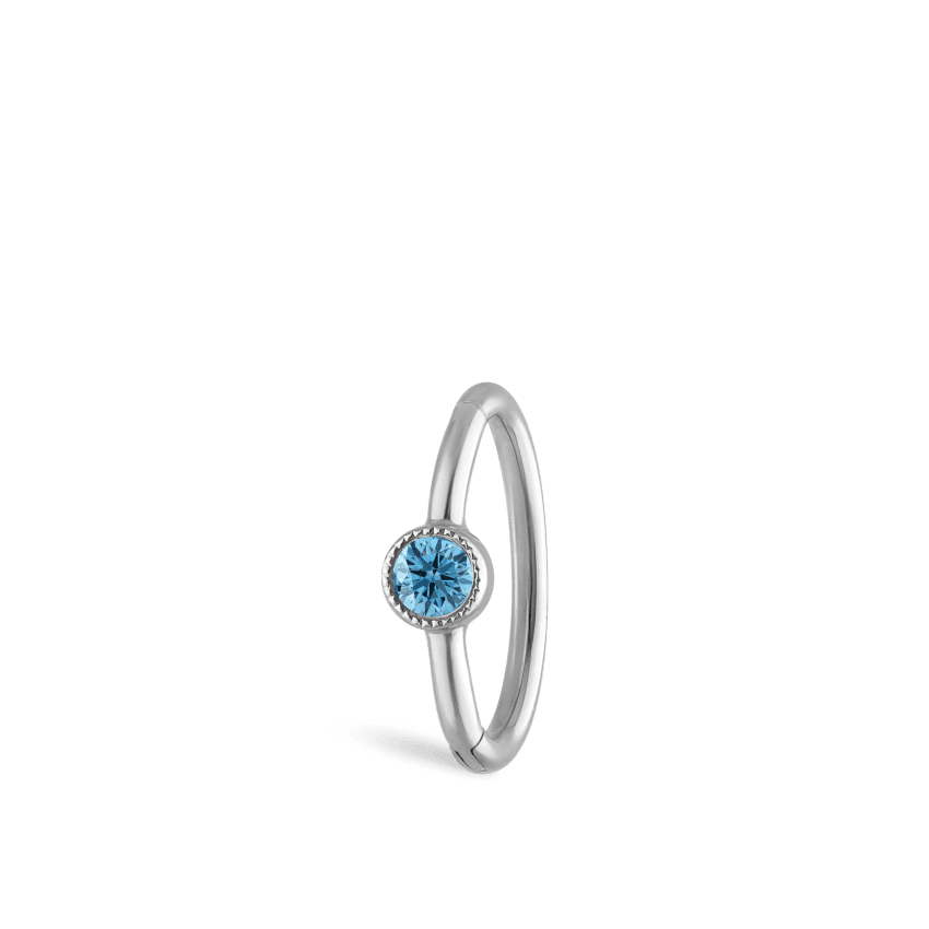 Scallop Set Light Blue Diamond Hoop Earring White Gold 8mm