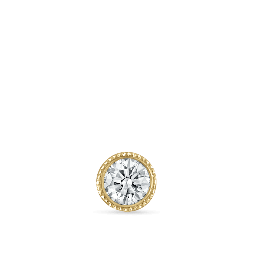 Scalloped Set Diamond Stud Earring Yellow Gold 2.5mm