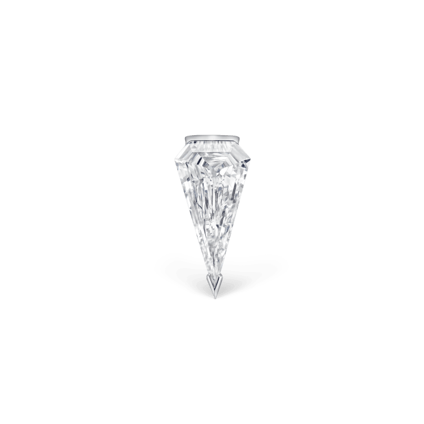 Low Profile Silhouette Diamond Threaded Stud Earring White Gold 8mm