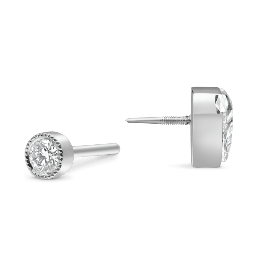 Invisible Set Silhouette Diamond Threaded Stud Earring White Gold 5.5mm