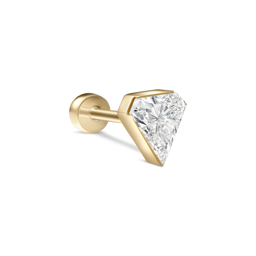 Invisible Set Silhouette Diamond Threaded Stud Earring Yellow Gold 5.5mm