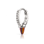 Single Short Black-Red Opal Spike Diamond Eternity Hoop Earring