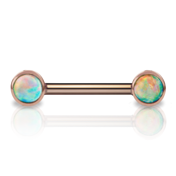 Opal Nipple Barbell Rose Gold 3mm 11mm+12 Gauge = 2.05mm