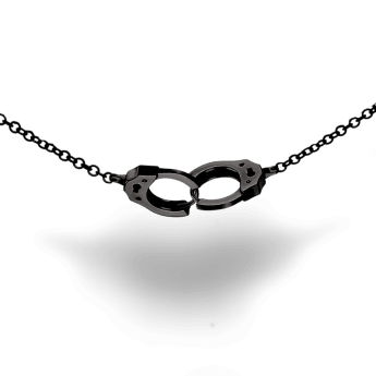 Handcuff Necklace Black Gold 15 Inches 1.5mm