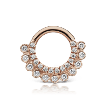 Cubic Zirconia Apsara Hoop Earring Rose Gold 6.5mm 14 Gauge = 1.6mm