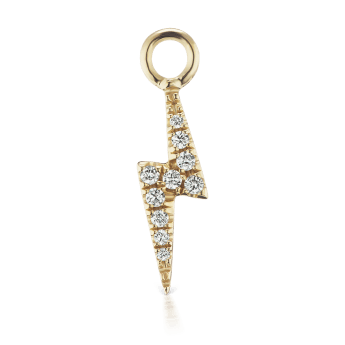 Diamond Lightning Bolt Charm Yellow Gold 11mm