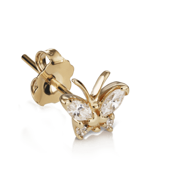 Diamond Marquise Butterfly Stud Earring Yellow Gold