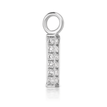 Diamond Pavé Square Bar Charm White Gold 7mm